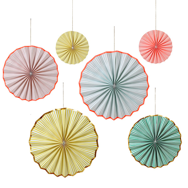 Meri Meri Pastel & Neon Stripe Pinwheel Decorations