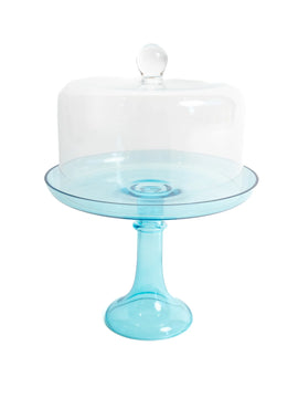 Estelle Colored Glass Cake Stand Ocean Blue
