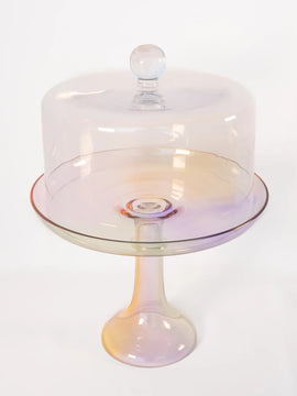 Estelle Colored Glass Cake Stand Iridescent