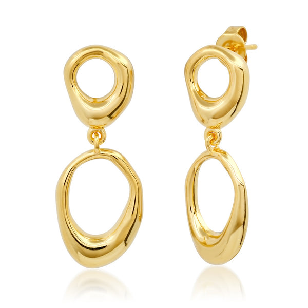 Tai Gold vermeil post earrings; Length: 3cm size, Irregular shaped post: 10mm, Irregular Shaped dangle: 13.1 x 17.2mm