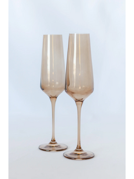 Estelle Colored Glass Champagne Flute Amber Smoke