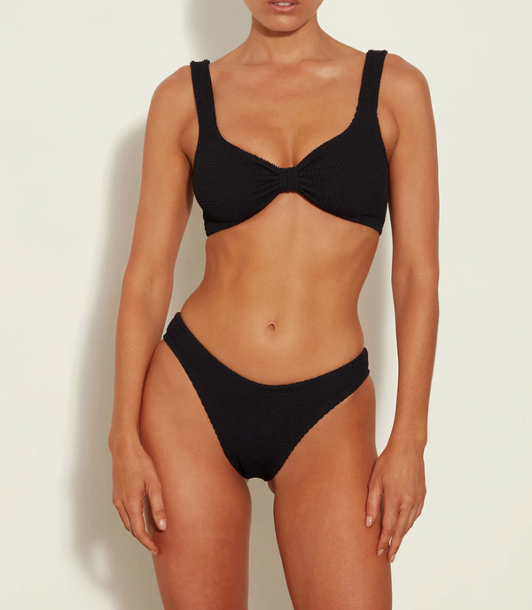 Hunza Bonnie Bikini - M Stripe Crinkle Black