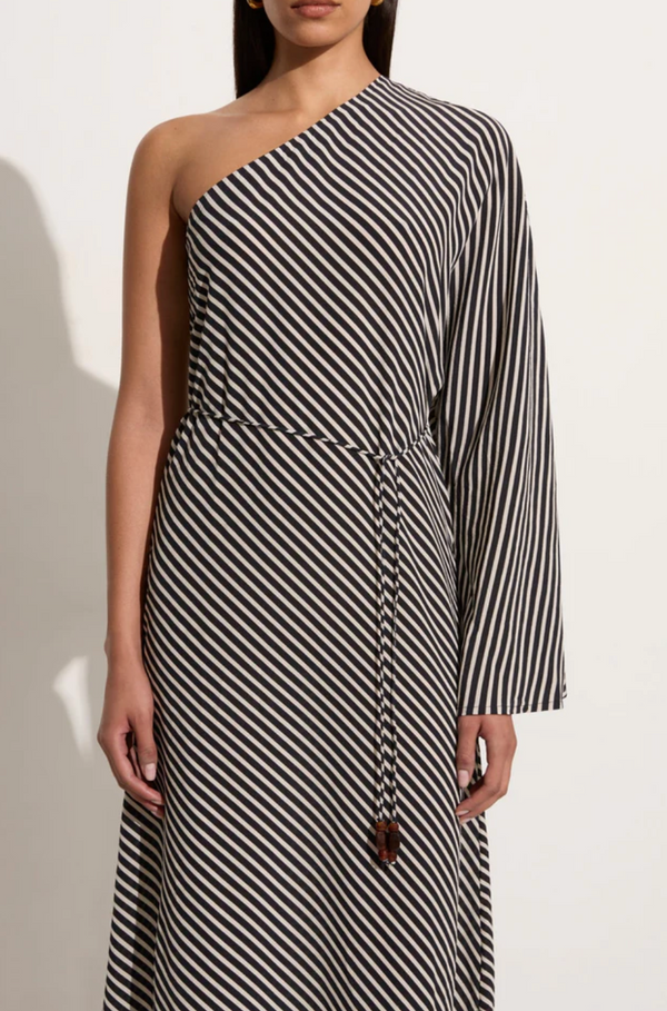 Faithfull the Brand Gino Midi Dress Toscano Stripe Black