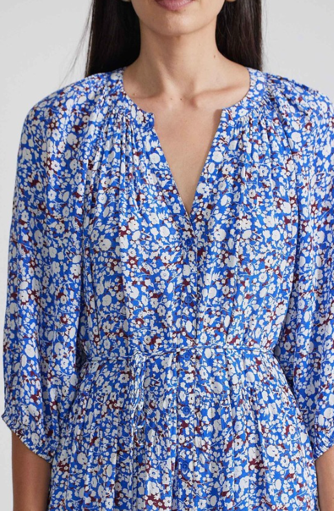 Apiece Apart Piet Mini Shirt Dress Batik Floral Indigo