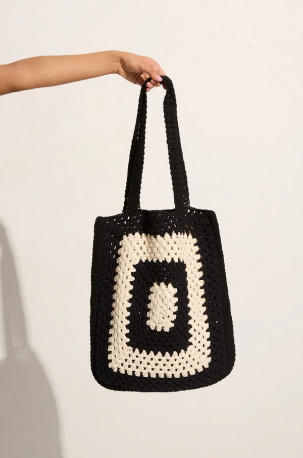 Faithfull the Brand Ostia Crochet Bag Black/Off White