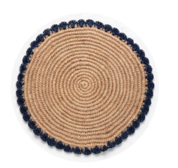 MYTO Design Ritual Fique placemat with shell border Navy and Natural
