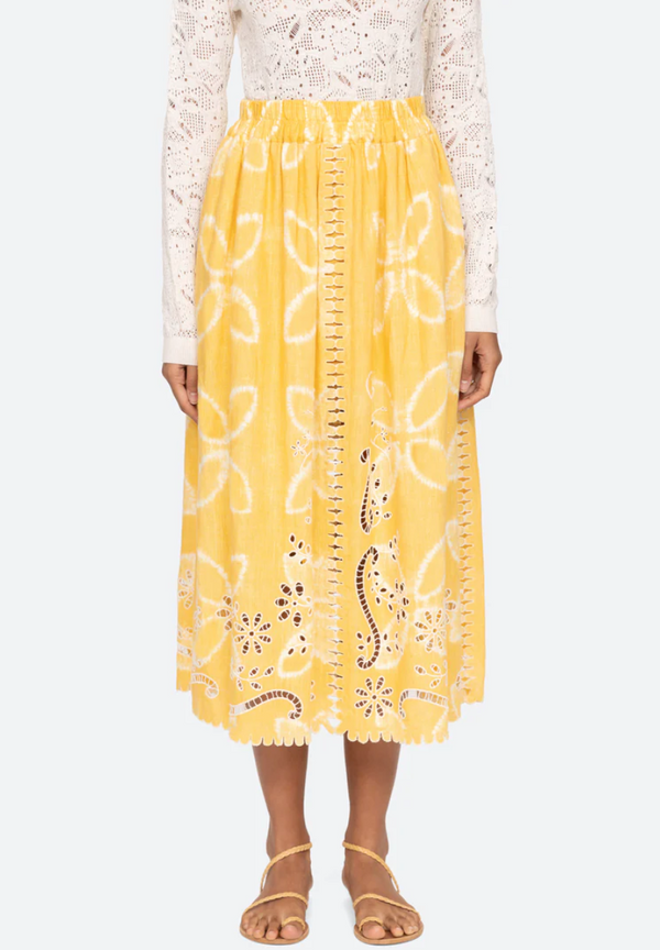Sea NY Liat Embroidery Skirt Yellow