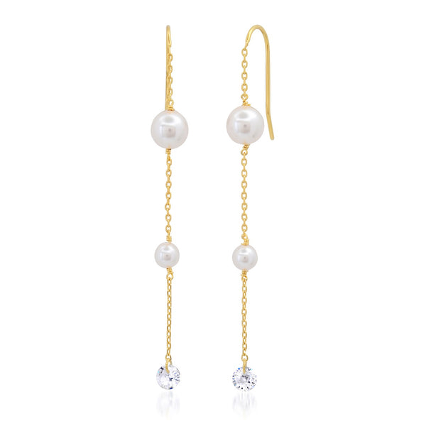 Tai Hook earrings with pearl and CZ drop