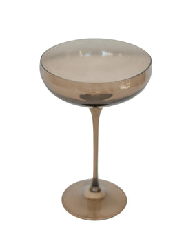 Estelle Colored Glass Champagne Coupe Stemware Gray Smoke
