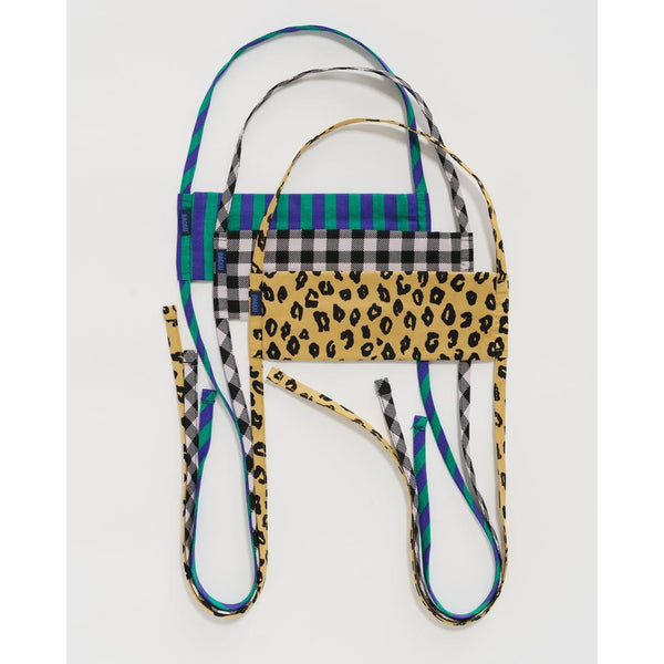 Baggu Fabric Mask Set Tie - Gingham, Leopard and Stripes