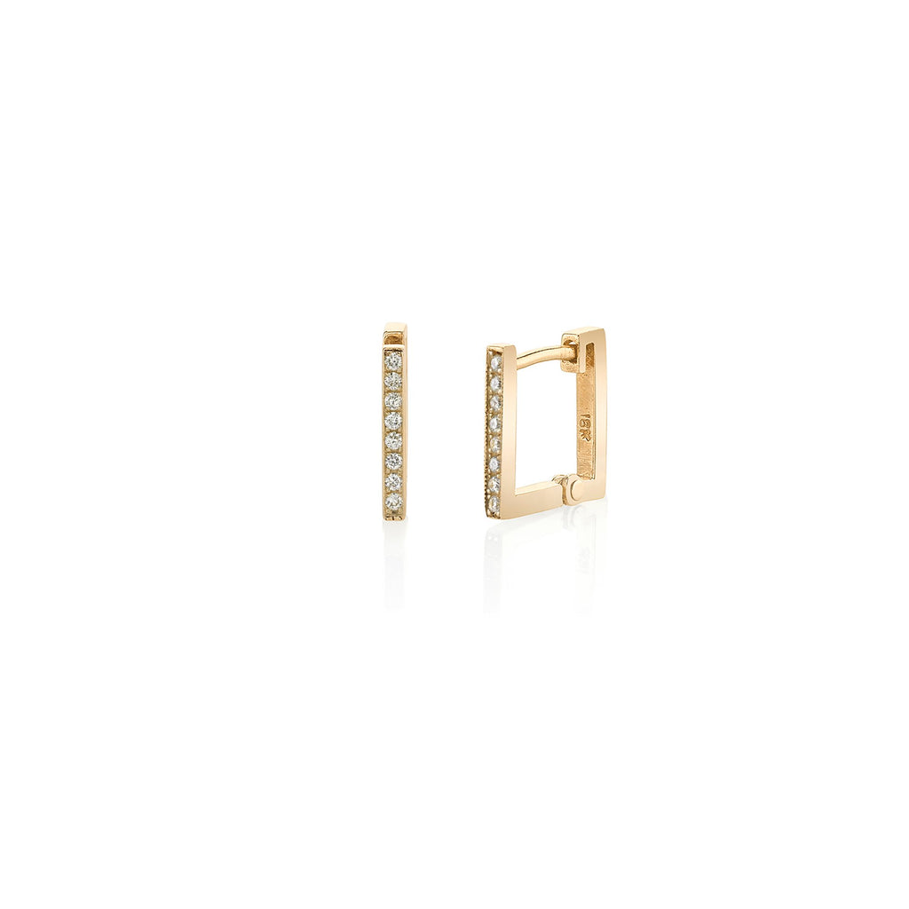 Lizzie Mandler Square Huggies with White Diamond Pave ピアス Lizzie Mandler Petit Pave Square Huggies with White Diamonds