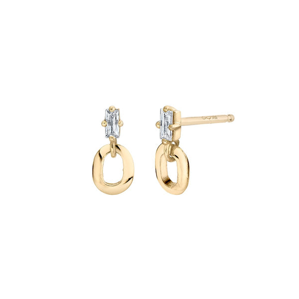 Lizzie Mandler Prong set baguette and XS link studs (.12 ctw)