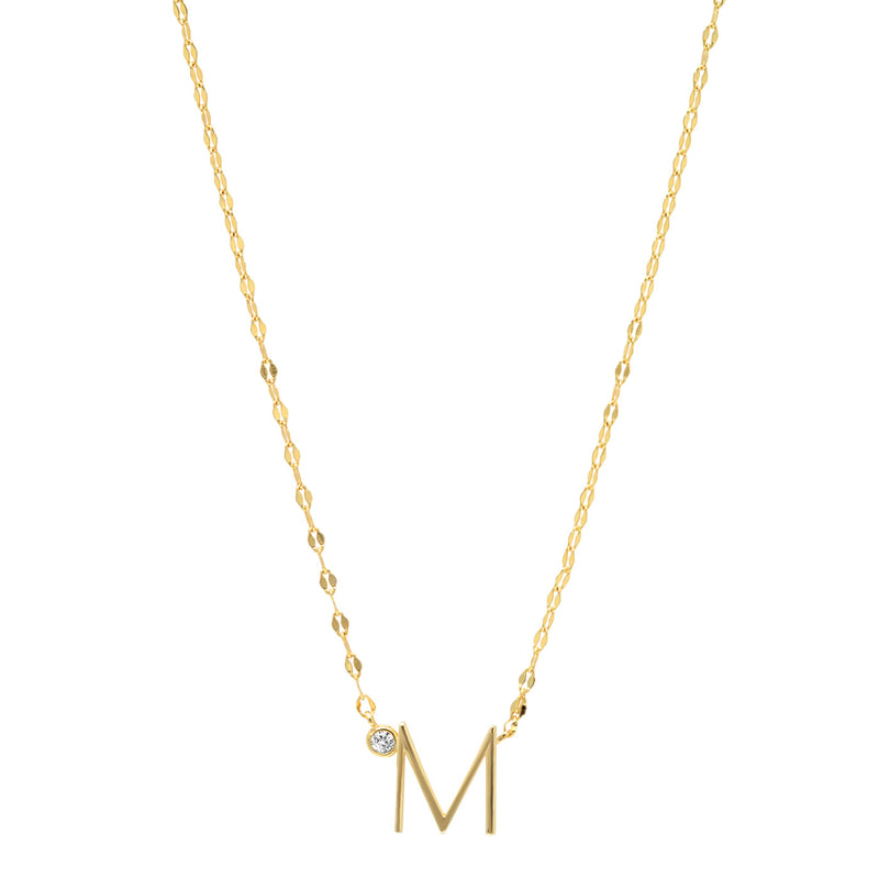 Tai Gold shiny chain with simple gold monogram and CZ