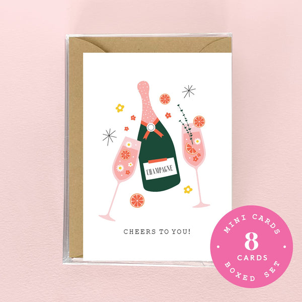 Spaghetti & Meatballs Cheers to You- Champagne Design Mini Boxed Set - 8 Cards