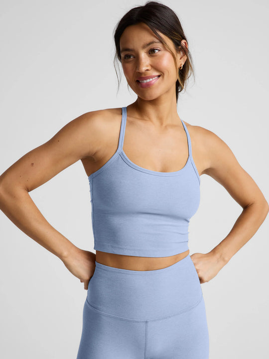 Beyond Yoga Spacedye Slim Racerback Cropped Tank - Pastel Periwinkle Heather