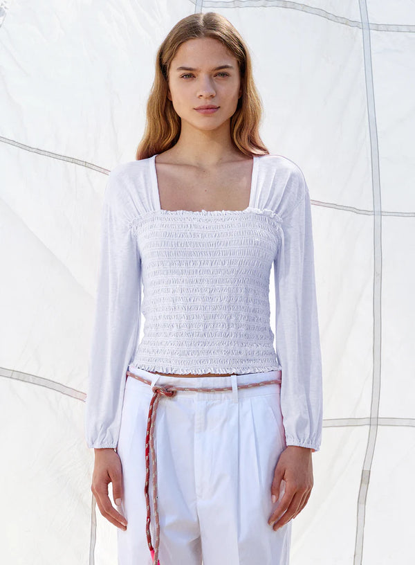 Sundry Smock Bodice Long Sleeve Coconut