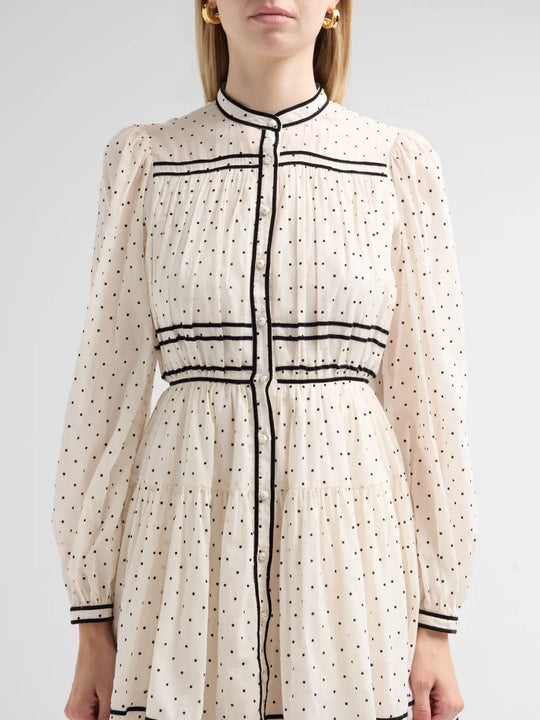 Ulla Johnson Lumi Long Sleeve Cotton Mini Dress - Blanc