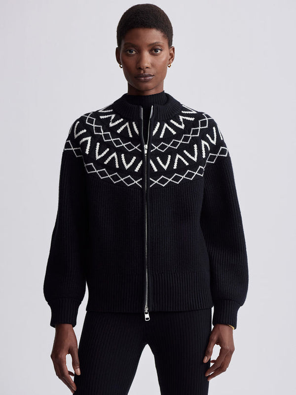 Varley Alys Fairisle Knit Jacket - Black