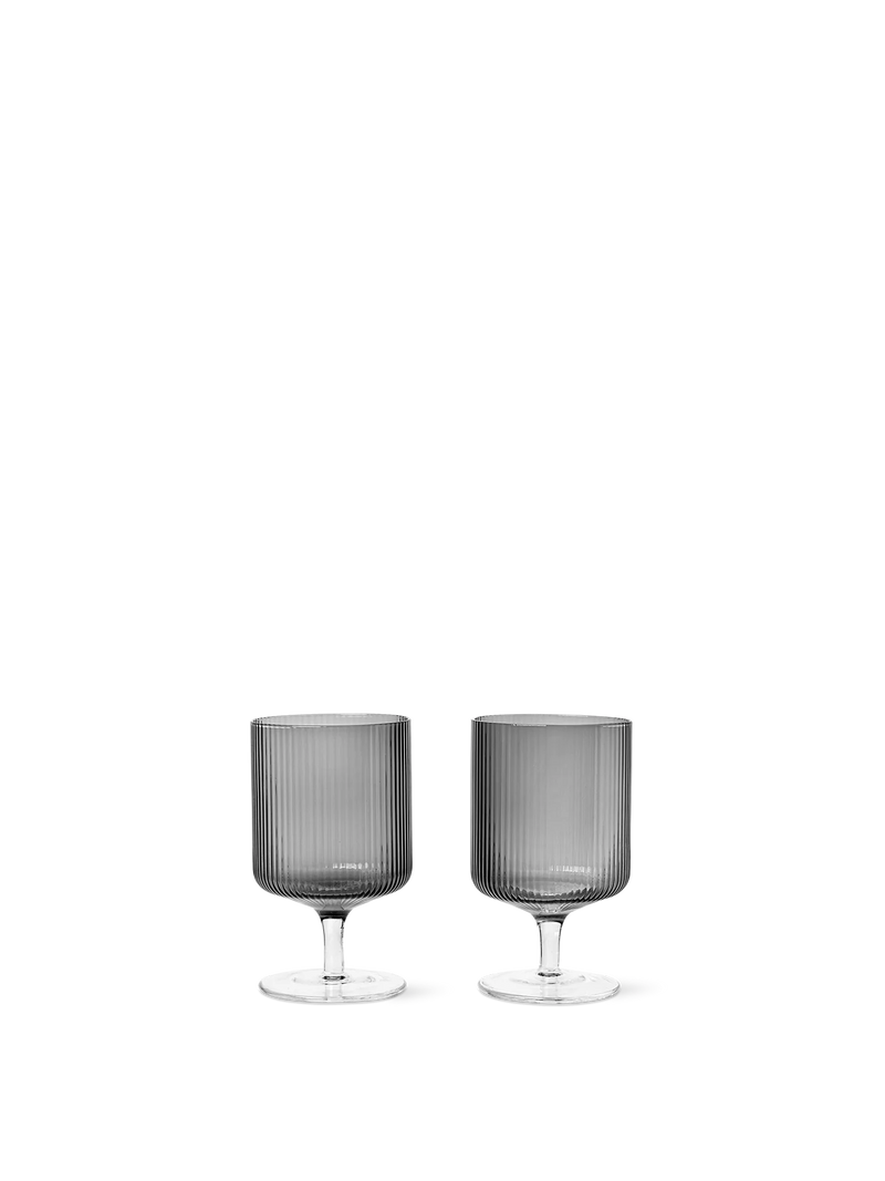 Ferm Ripple Red Wine Glasses - Set of 2 - Smoked Grey