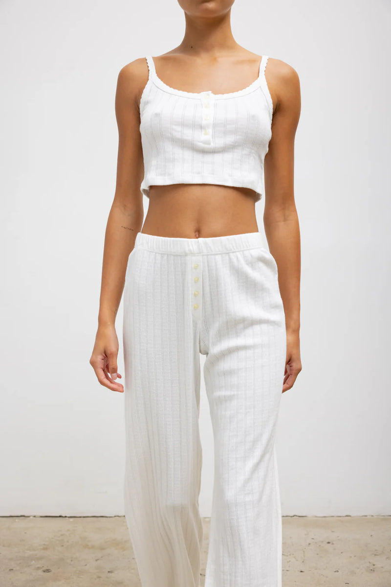 Leset Pointelle Boxer Pant White