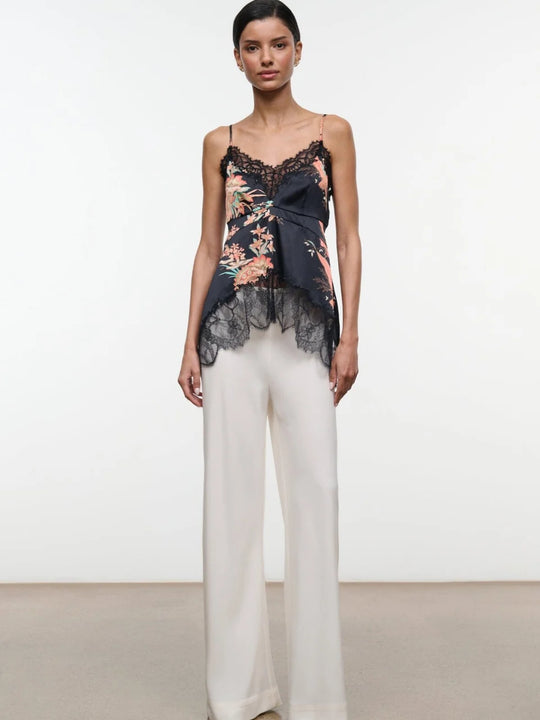 Staud Lina Silk Top Tapestry - Noir