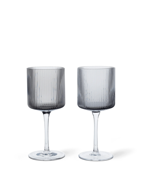 Ferm Ripple White Wine Glasses - Set of 2 - Smoked Grey