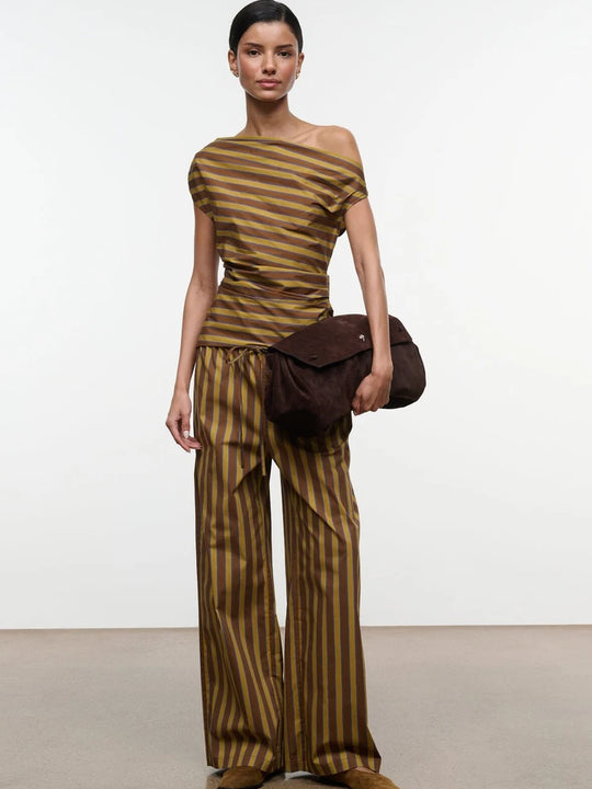 Staud Mateo Pant - Cigar Stripe