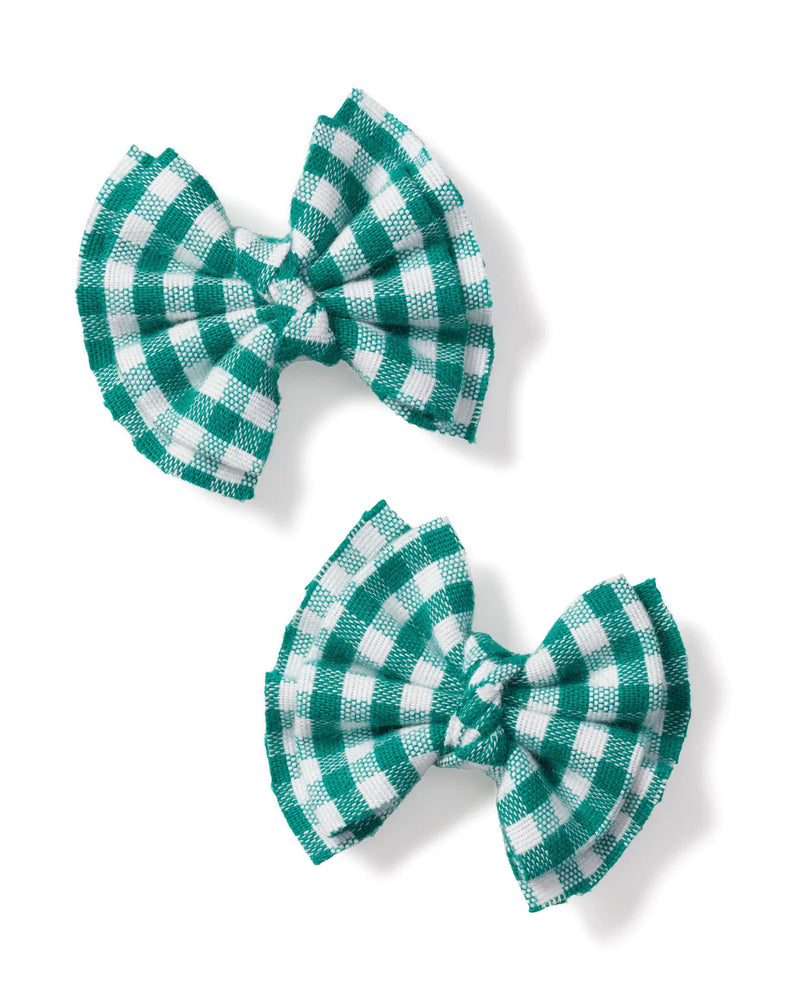 Petite Plume Green Gingham Hair Bows