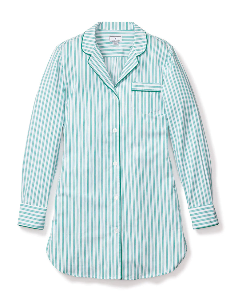 Petite Plume Women's Emerald Ticking Nightshirt