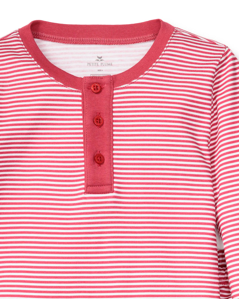 Petite Plume 100% Pima Cotton Red Stripe Pajama