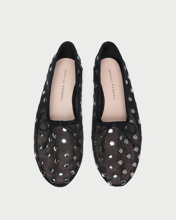 Loeffler Randall Landon Soft Mesh Ballet Flat Black/Silver