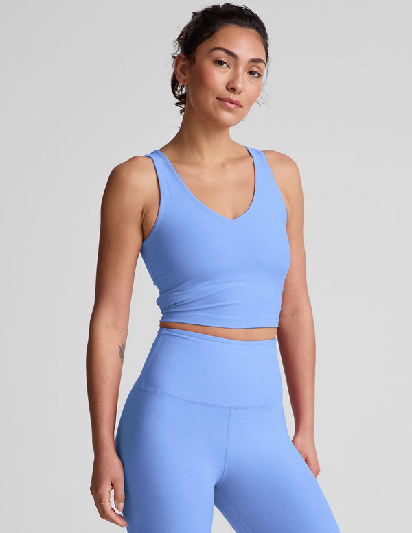 Beyond Yoga Spacedye Good Day Cropped Tank Flower Blue Heather
