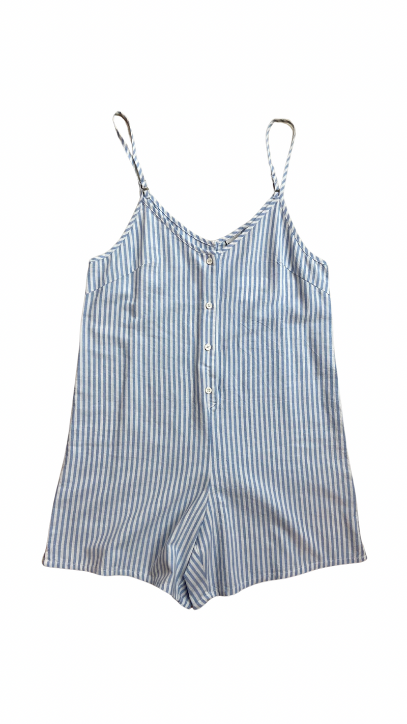 Rhythm Valley Stripe Adjustable Romper Blue
