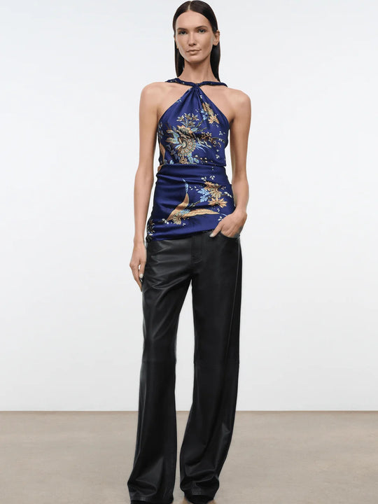 Staud Charli Silk Top Tapestry - Midnight