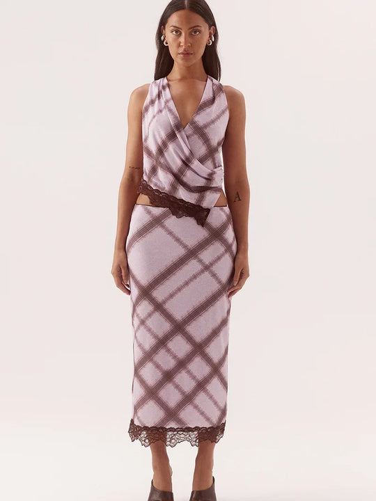 Sovere Ashti Slip Skirt - Plaid