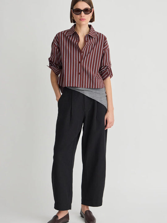 Apiece Apart Cropped Isolde Button Down - Spice Multi Stripe