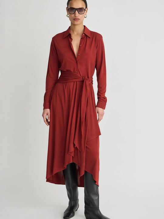 Apiece Apart Merce Slinky Wrap Dress - Cinnamon