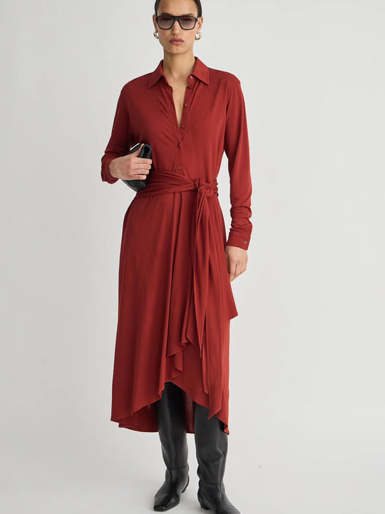 Apiece Apart Merce Slinky Wrap Dress - Cinnamon