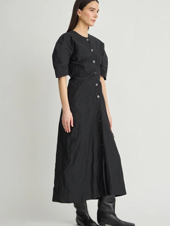 Apiece Apart Noor Button Front Maxi Dress - Black