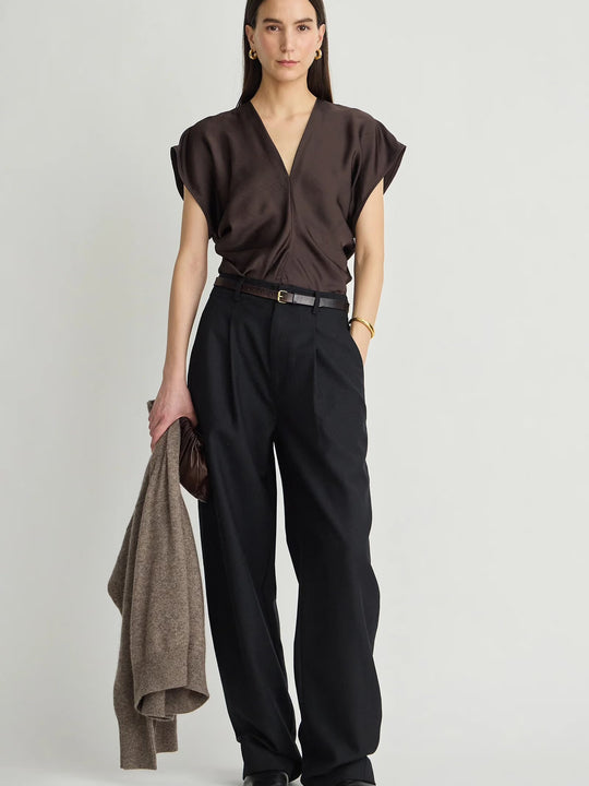 Apiece Apart Monde Drape Bias Top - Black Coffee