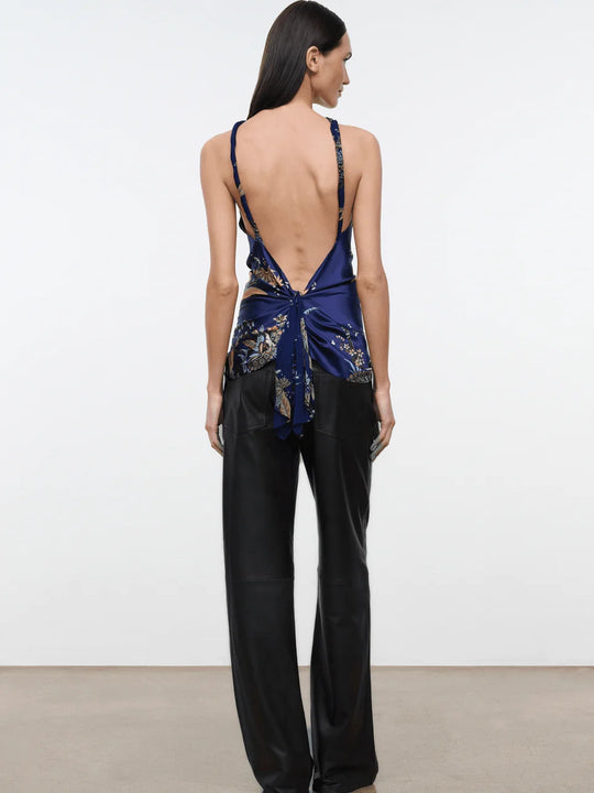 Staud Charli Silk Top Tapestry - Midnight