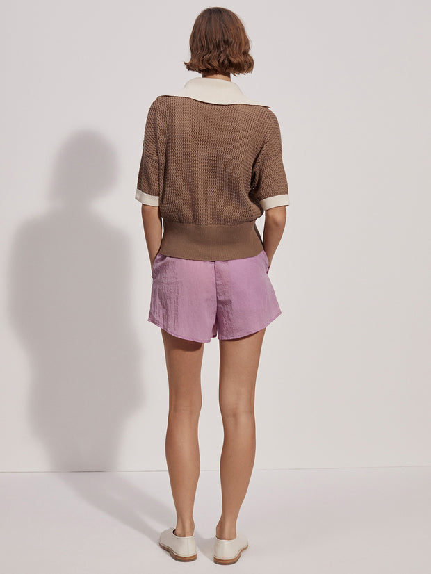 Varley Finch Knit Polo Taupe Stone/ Whitecap