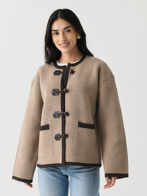 Alex Mill Aubrey Sweater Jacket In Merino Wool Oatmeal