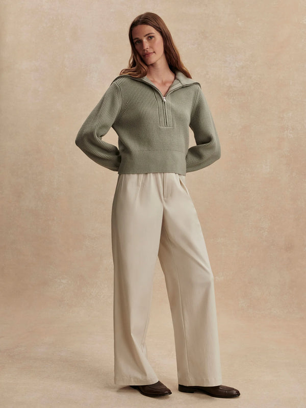 Varley Maura Half Zip Rib Knit - Agate Grey