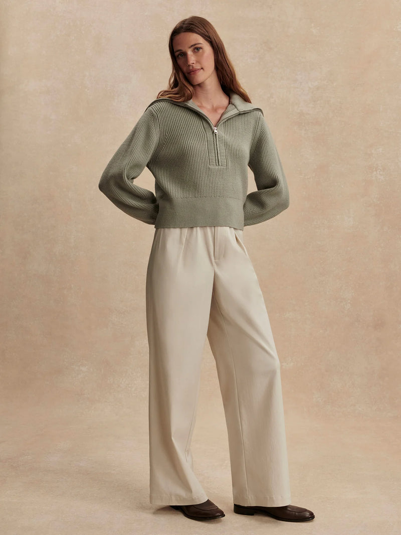 Varley Maura Half Zip Rib Knit - Agate Grey