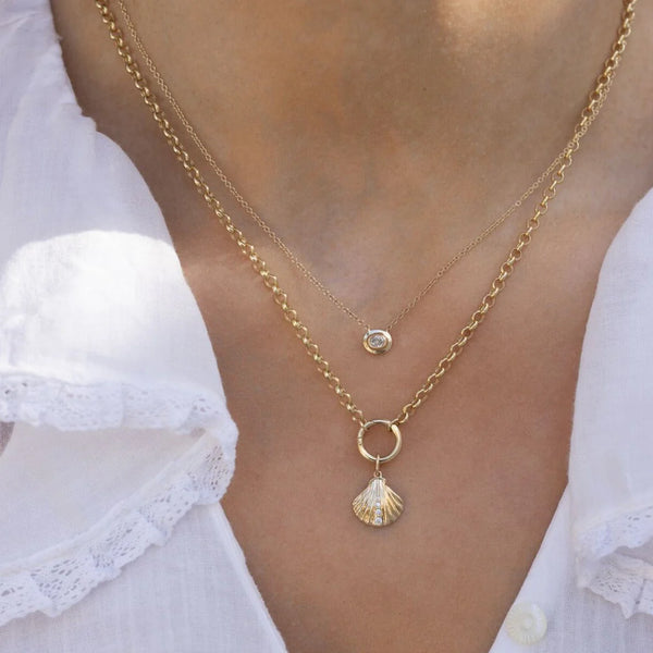 EF Collection Gold and Diamond Shell Charm