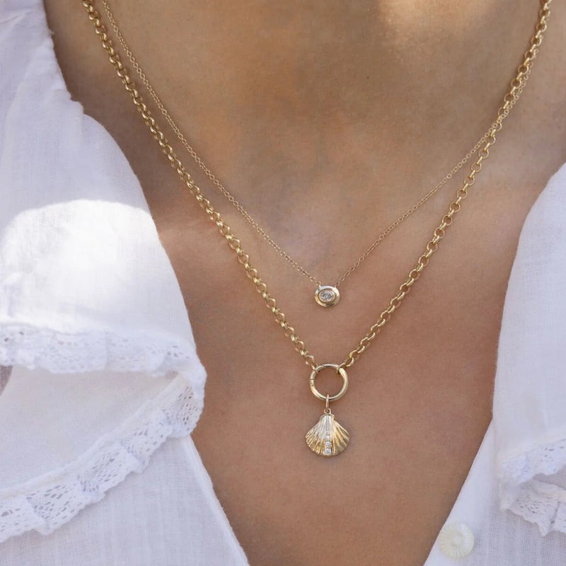 EF Collection Gold and Diamond Shell Charm