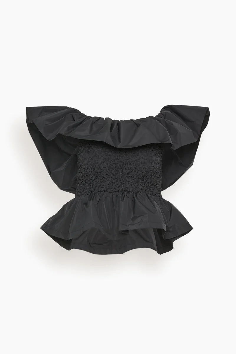 Sea NY Diana Tafeta Off Shoulder Top Black