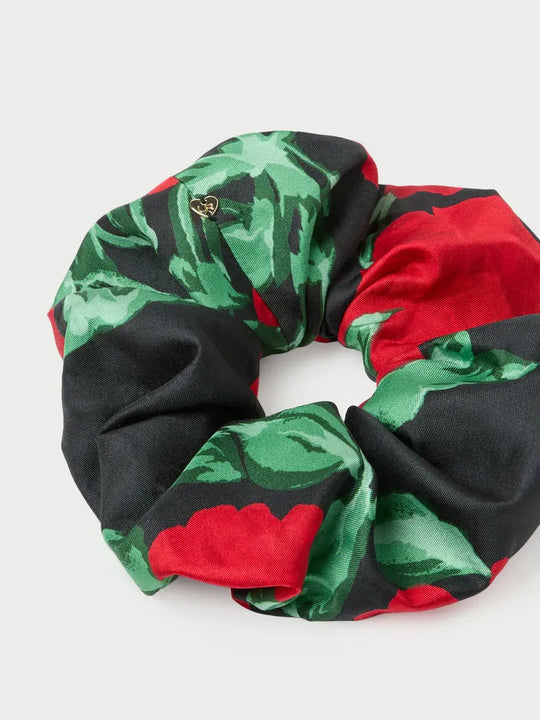 Loeffler Randall Astrid Oversized Scrunchie Bouquet Black Floral