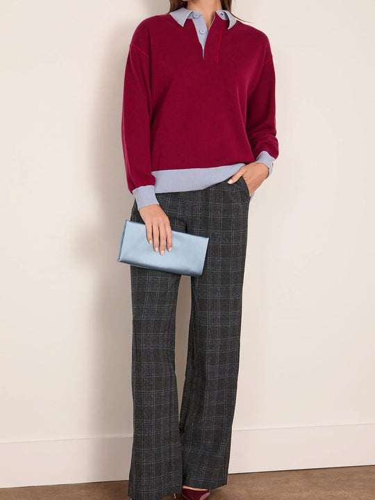 Staud Denali Pant - Ink Blue Plaid